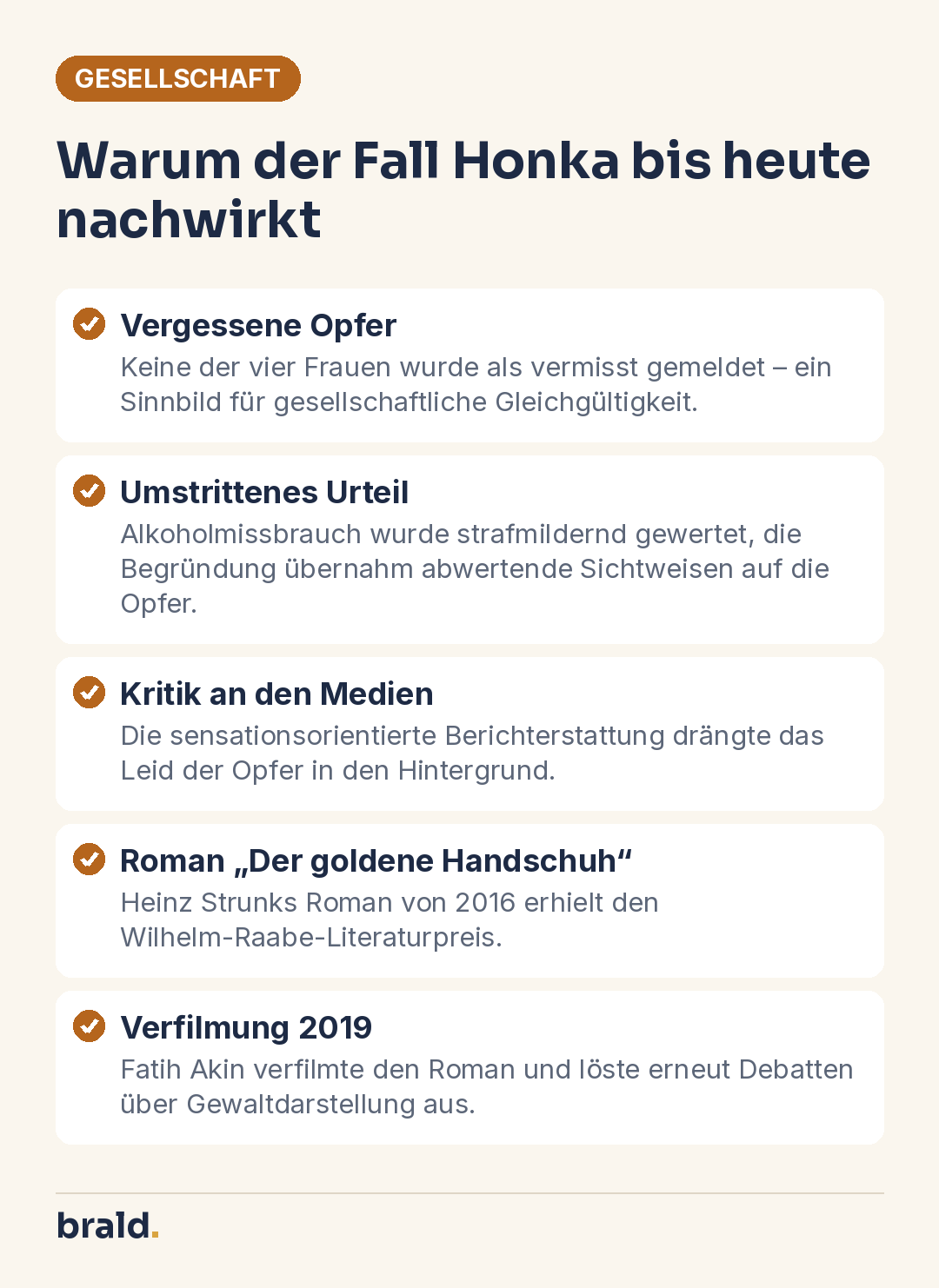 Infografik: Fünf Gründe, warum der Fall Honka bis heute diskutiert wird – von vergessenen Opfern bis zu Roman und Film